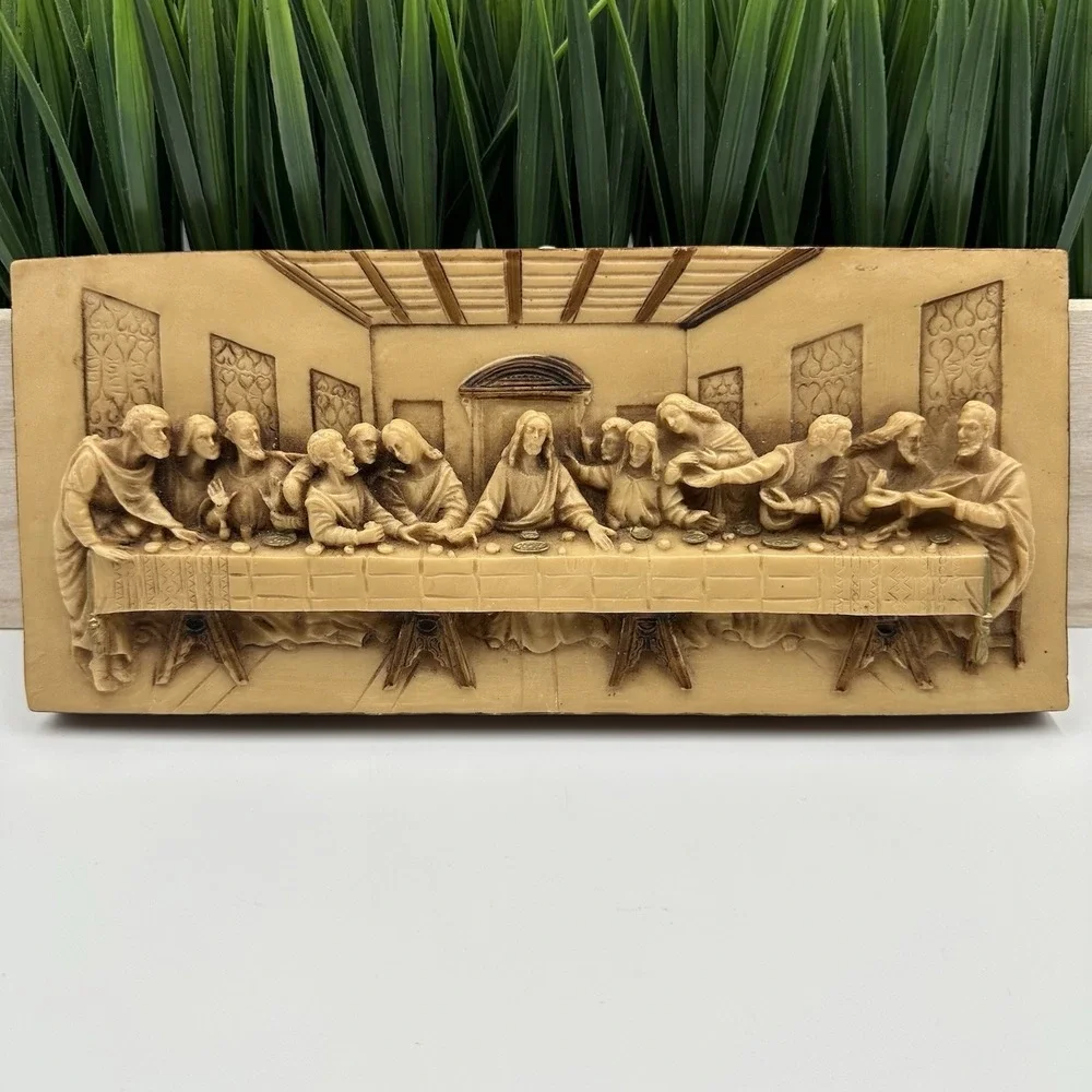 Vintage THE LAST SUPPER Hanging 3D‎ Wall Plaque Resin Raised Relief